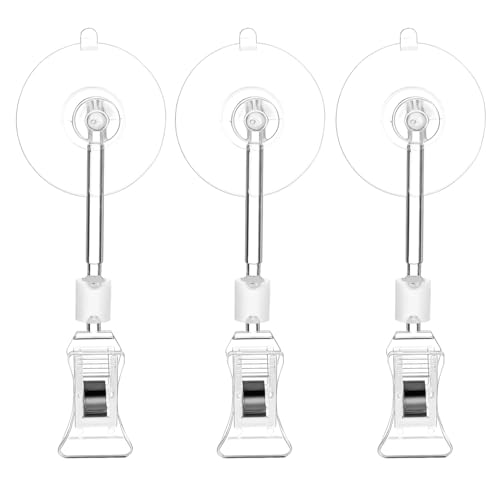 LIOOBO Aquarium Suction Cup Clips 3-Pack Adjustable Fish Tank Veggie Clips Air Pump Holder Clips for Secure Attachment and Versatile Aquarium Accessories