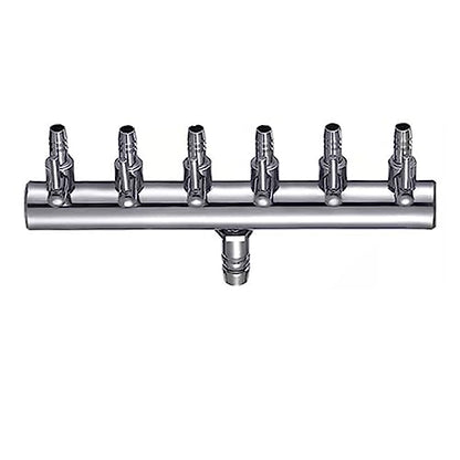 6-Way Aquarium Air Flow Control Lever Valve Chromium Copper Distributor Fish Tank Splitter Pump Accessories 1Pcs