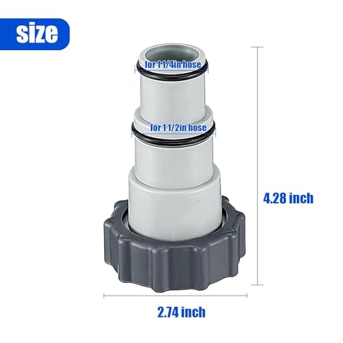 2 Packs Pool Hose Adapter Connector Converts 1.5 to 1.25 Inch Hoses-Replacement Parts Fits Filter Pumps and Saltwater Systems for Above Ground Swimming Pools