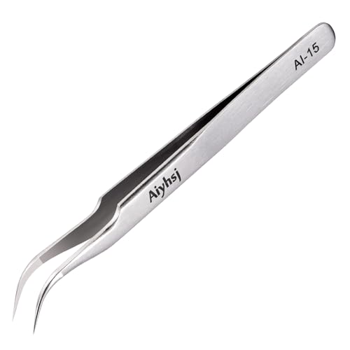 Precision Tweezer, Upgraded Professional Fine Tip curved, High-end Stainless Steel Tweezers for Craft, Electronics, Soldering, Eyelash Extensions, Laboratory Work, Jewelry-Making