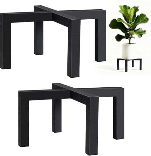 2 Pack 14" Metal Plant Stand Indoor Outdoor, Heavy Duty Plant Stools Indoor, Mid Century Modern Planter Holders, Low Short Plant Pot Stands, Black, Fit 8"-14" Pot - size: 14 INCH