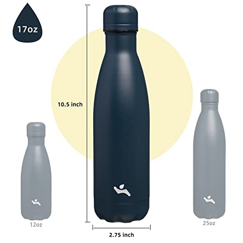 Konokyo 17 oz Insulated Stainless Steel Water Bottle, Navy Blue - color: Navy Blue, size: 17 Ounces