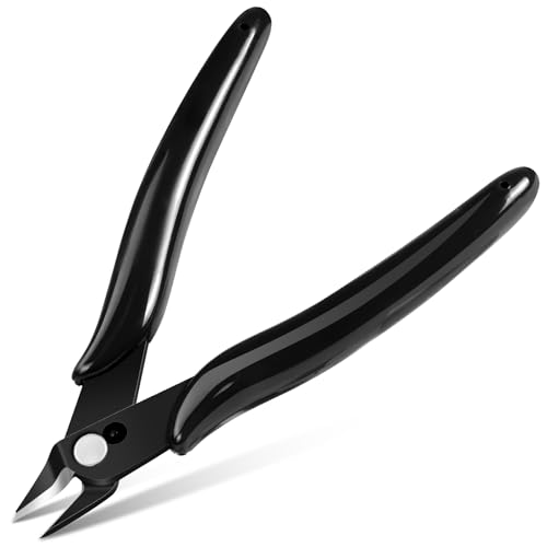 Ainiv Wire Cutters, 1PCS Spring-loaded Side Cutters Flush Cutters, Diagonal Cutters Precision Side Cutters, Diagonal Cutting Pliers in CRV Steel, Heavy Duty Cutting Pliers for Electrical, Homes - color: Black Wire Cutter-1pc, size: 1pc