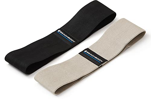 BODi Thick Resistance Bands - Set of 2 Black/Gray Gym Equipment | Exercise bands, resistance loops for home fitness, yoga, pilates, stretching, strength training, booty & thigh workouts