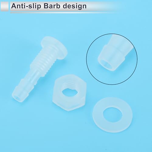 1 Set Plastic Hose Barb Fitting 3/16" Hose ID Barb M8 Male Thread Thru-Bulk Bulkhead Fittings Clear PP