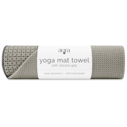 S&T INC. Aura Microfiber Yoga Mat Towel with Grip, 24" x 72", Grey - color: Grey
