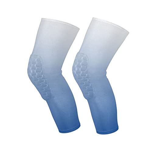 Blue Gradient Sports Knee Pads Youth Volleyball Basketball Knee Pads Long Leg Sleeves Braces Compression Wrestling Knee Pads for Boys Girls Football Dance Yoga - color: Blue Gradient