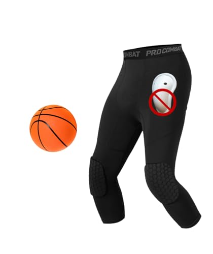 Compression Pants with Knee Pads and Protective Cup for Mens in Baseball Football Lacrosse MMA Basketball and Hockey, Black. - color: Legging Only, size: Medium