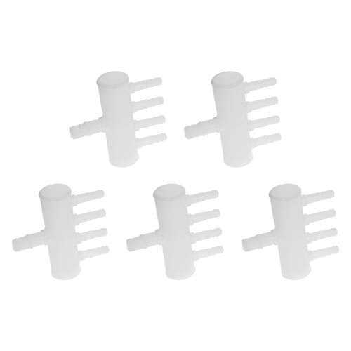MroMax 8mm/0.31" to 4mm/0.16" Aquarium Air Line Tubing Splitter Connector Fish Tank Plastic Air Flow Divider Oxygen Splitter Lever Valve, 4 Way 5Pcs - size: 5pcs 4 Way
