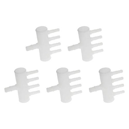 MroMax 8mm/0.31" to 4mm/0.16" Aquarium Air Line Tubing Splitter Connector Fish Tank Plastic Air Flow Divider Oxygen Splitter Lever Valve, 4 Way 5Pcs - size: 5pcs 4 Way