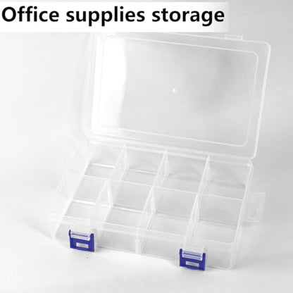 Plastic Organizer Box with Dividers 2-Pack, Clear Bead Storage Organizer, Adjustable Compartments for Small Parts, Bead Storage Containers for Crafting, Jewelry, Sewing, DIY Accessories