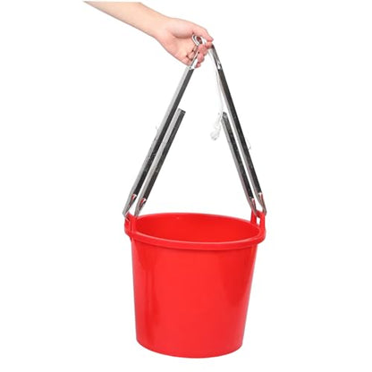 Heavy-Duty Utility Bucket Stainless Steel Grip Handle Versatile Mopping and Cleaning Pail for Home Fishing and Camping Vibrant Red Stand for Easy Use