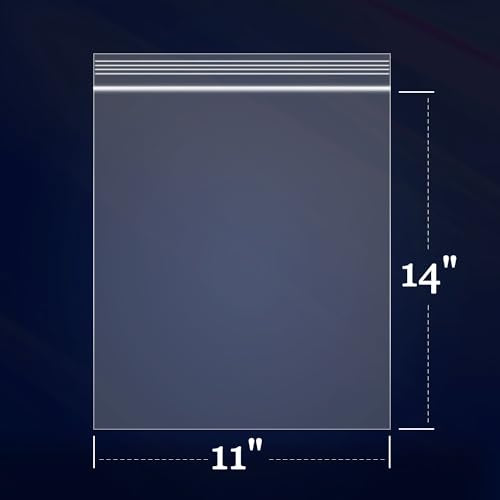 100 Count - 11" x 14" Large Zip Bags - 2 Mil Reclosable Zip Plastic Poly Bags with Lock Seal Zipper for Prints, Photos, Documents, Clothing, T-Shirt - size: 11" x 14"