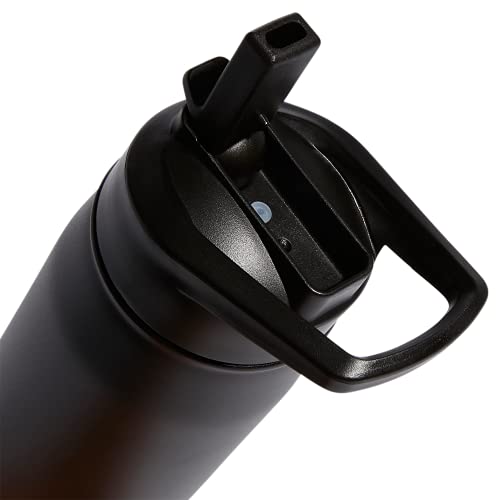 adidas Stainless Steel Metal Straw Water Bottle 600 mL - color: Black/Onix Grey, size: 20 Ounces