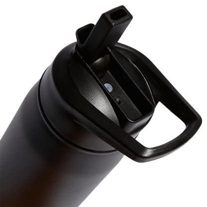 adidas Stainless Steel Metal Straw Water Bottle 600 mL - color: Black/Onix Grey, size: 20 Ounces