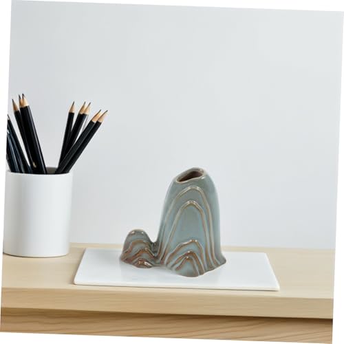 Ceramic Miniature Mountain Ornament Fish Tank Decor Zen Garden Accessories Versatile Bonsai Landscape Brush Holder for Room Office Study