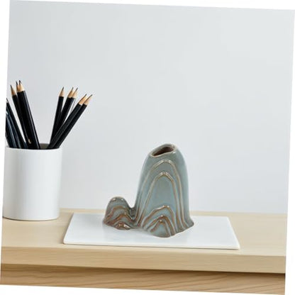 Ceramic Miniature Mountain Ornament Fish Tank Decor Zen Garden Accessories Versatile Bonsai Landscape Brush Holder for Room Office Study