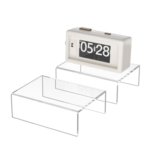 Acrylic Shelf Riser 6x4.3x2 pack of 2, Clear Display Shelf 6” for Figure, Cosmetics, Bags, Shoes, Toys, Collectibles, 6x4.3x2 Inch - size: 6x4.3x2 Inch