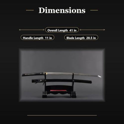 Hand Forged 1045 Heat-Tempered Katana, Full Tang Sword - color: Bamboo