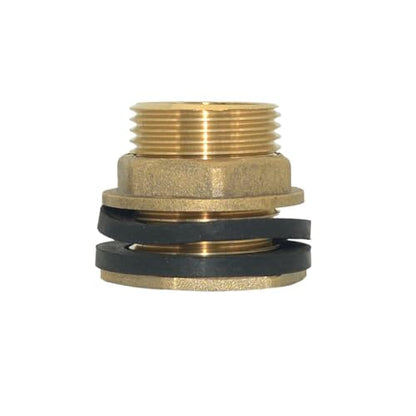 VARMHUS Solid Brass Bulkhead Fitting,2 Rubber Seal Washers, NPT Female to NPT Male Thread Water Tank Connector for Rain Barrels Aquariums (1PC 1" Female 3/4" Male) - size: 1PC 1" Female 3/4" Male