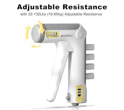 Grip Strength Trainer with Finger Exerciser, Adjustable Resistance, Forearm Strengthener Hand Gripper with Counting,Black - color: White