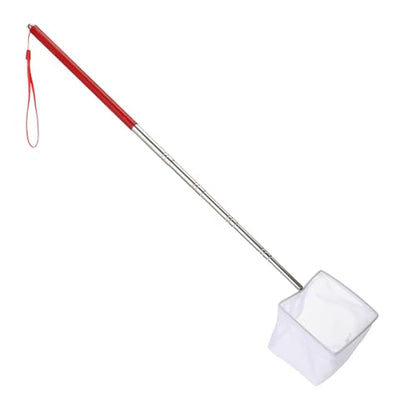 3 Inch Aquarium Net, Fish Net for Fish Tank with 8.6" to 39" Long Extendable Stainless Steel Handle Red Small Square Fine Mesh Shrimp Nets Pond Food Residue Debris Skimming Tool for Fishes Shrimp