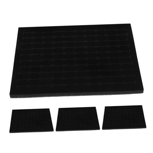 FRCOLOR 4pcs Black Display Sponge Pad for Jewelry Organizer Elegant Ring Tray Insert with Dedicated Compartments Protective Lining for Rings and Earrings for Exhibition and Storage