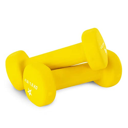 Yes4All Neoprene Dumbbells, Pairs and Sets with Rack for Home Workouts - color: C. Yellow - 4lbs - Pair, style: Pair