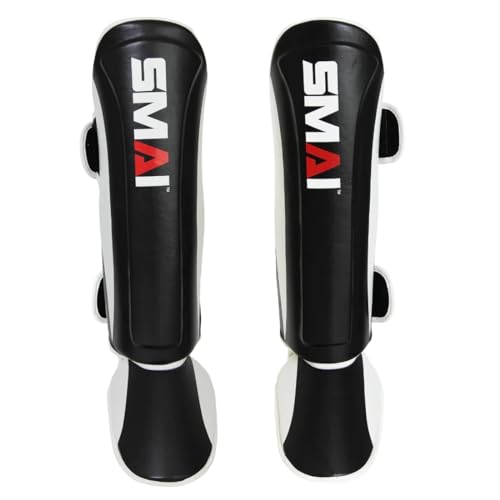 SMAI Thai MMA Kickboxing Guards for Men, Women, Kids with Comfortable, Durable, Impact Resistant, Ankle Support Shin Shields & Foot Protector a Pro-Grade Martial Arts Equipment. - size: Medium
