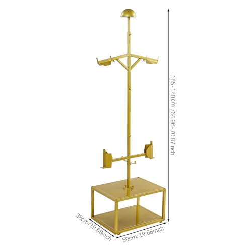 Tactical Gear Stand, Heavy Duty Steel Tactical Vest Stand Adjustable Military Gear Holder Free-Standing Helmet Vest Belt Organizer Rack Police Gear Holder for Indoor Home Garage - color: Gold