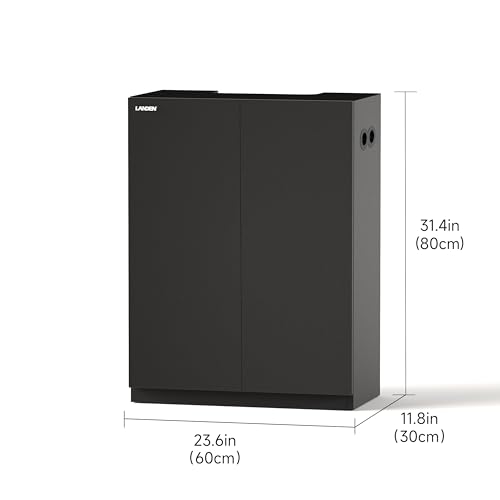 Aquarium Wooden Stand and Cabinet for up to 16 Gal Tank, Fish Reptile Sea Salt WaterTank Stand, Nano Foam Leveling Mat Included, W23.6xD11.8xH31.5 in, Wooden Matte Black Painted(Stand Only)