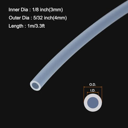 3.3ft 1/8" ID x 5/32" OD Silicone Tubing Clear 3mm x 4mm Industrial Plastic Tubing Pure Silicone Hoses for Pump Siphoning Draining Irrigation Brewing - color: Clear, size: 1/8" x 5/32"