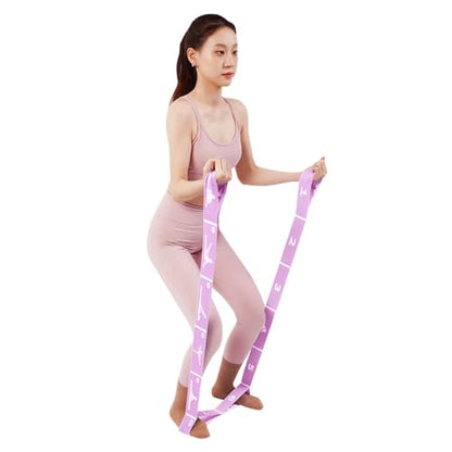 12 Loop Resistance Stretch Band, Numbered Flexibility Strap for Exercise, Physical Therapy, Yoga, Pilates, Dance, Gymnastics and Rehab Training, Adjustable Stretching for Splits, Ballet,Home Workouts - color: Purple