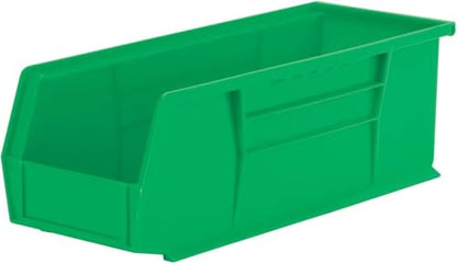 Akro-Mils 30234 AkroBins Plastic Storage Bins, Space-Saving Stackable Bins for Garage, Pantry, Craft Organization, 15" x 5" x 5", Green, 12-Pack - color: Green
