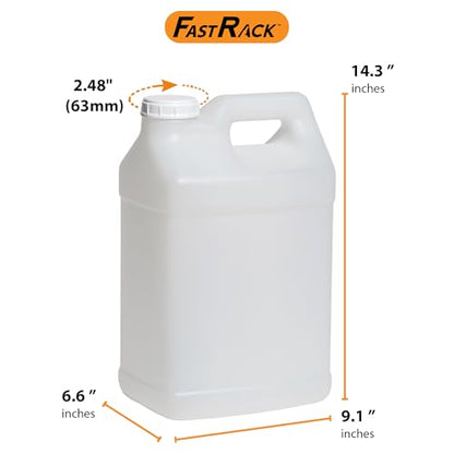 FastRack 2.5 Gallon Water Jug (Pack of 1) w/ 1 Black Rubber Cap Gripper | Reusable Plastic Jug with lid for Liquids | Heavy-Duty Water Container for Storage, Camping | BPA-Free Gallon Jugs with Lids - size: 1 Pack
