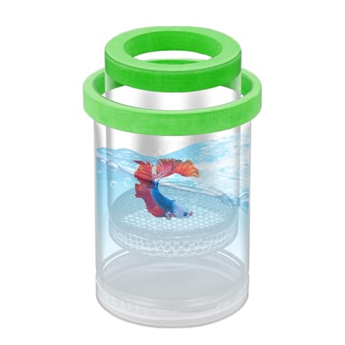 Fish Breeder Box - Clear Acrylic, Strong Suction Cups, V-Grate, Safe Fry Hatching Tank Guppy, Protects Fish, Betta Shrimp Isolation Space, Aquatic Separator Nursery | for Aquarium - color: Green
