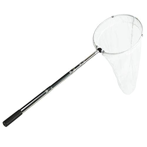 RESTCLOUD Insect and Butterfly Net with 12" Ring, 24" Net Depth, Handle Extends to 59 Inches - size: 12" Ring, 38" Strong Stainless Handle