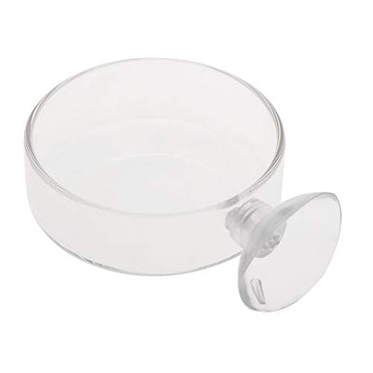 Shrimp Feeder Glass Feeding Dish Aquarium Fish for Reptiles Food Bowl with Suction Cups 2.4x0.7 Inch