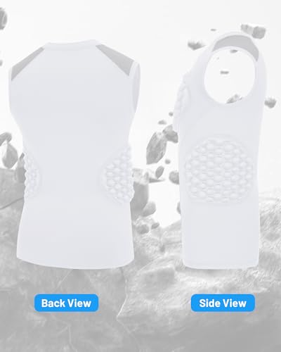 Blueleaf Youth Baseball Chest Protector Padded Compression Sleeveless Shirt Rib Heart Sternum Guard Softball Football - color: White with Gray, size: Large
