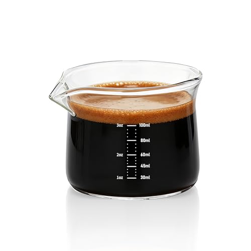 BCnmviku 3OZ Espresso Cup 100ML Shot Glass Measuring Cup, Small Clear Graduated Beaker with Precise Markings,Heat-Resistant Borosilicate Glass for Kitchen Baking, Lab Experiments