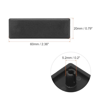 MECCANIXITY 20Pcs Standard Plastic Rectangle Aluminum Extrusion End Cap Black Hole Dia 5.2mm 60x20mm for Trolley, Fish Tank Rack, Storage Rack - size: 60x20mm