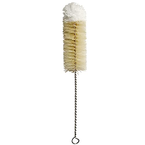 NewFerU Stainless Steel Soda Bottle Cleaning Brush in Natural Boar Bristle Wool Tip Long Handle, Flexible Bendable Thick Wire Cleaner for Narrow Neck Water Baby Bottles Straw Pipe Tube Flask (Big)