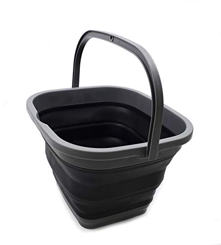 SAMMART 11L (2.9 Gallon) Collapsible Rectangular Handy Bucket (1, Grey/Black)