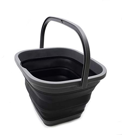 SAMMART 11L (2.9 Gallon) Collapsible Rectangular Handy Bucket (1, Grey/Black)