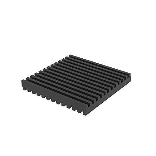 18313 Rubber Anti-Vibration Isolation Pads, Solid Ribbed Design, Heavy Duty All Rubber Pad, Black, Quantity 8 (3"x3"x3/8") - size: 3"x3"x3/8"