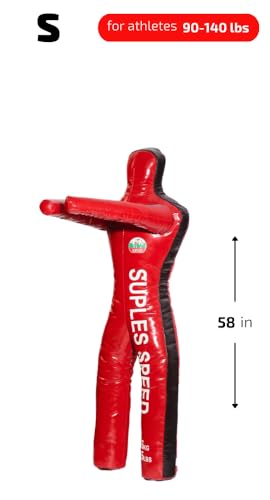Suples Speed Wrestling Dummy with Legs – Vinyl Throwing Dummy for MMA, Judo, Jiu Jitsu & Grappling Training - color: Red, size: XS (27 lbs, 52 in)