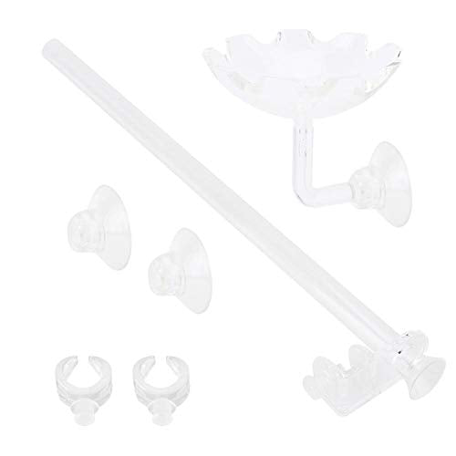 3PCS Shrimp Feeding Tube, Aquarium Glass Shrimp Feeding Tube Food Dish Pipe Holder Acrylic Fish Shrimp Feeder Tube with Holder Clip Feeding Bowl Set Aquarium Accessory(35cm)