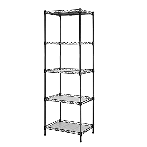5-Tier Wire Shelving, 11.8x15.7x63in, Black - Heavy Duty Shelf - Kitchen Storage Shelves - size: 5-Black Shelf
