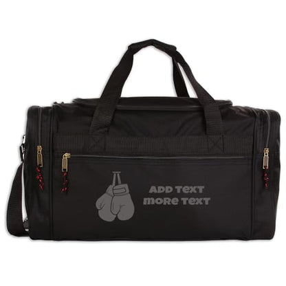 Personalized Sport Deluxe Duffel Bag With Custom Name & Text - Boxing - color: Black, style: Boxing 21 Inch