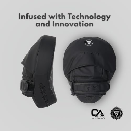 Titan Focus Mitts, Curved Boxing Pads, MMA Training Hand Pads, Black